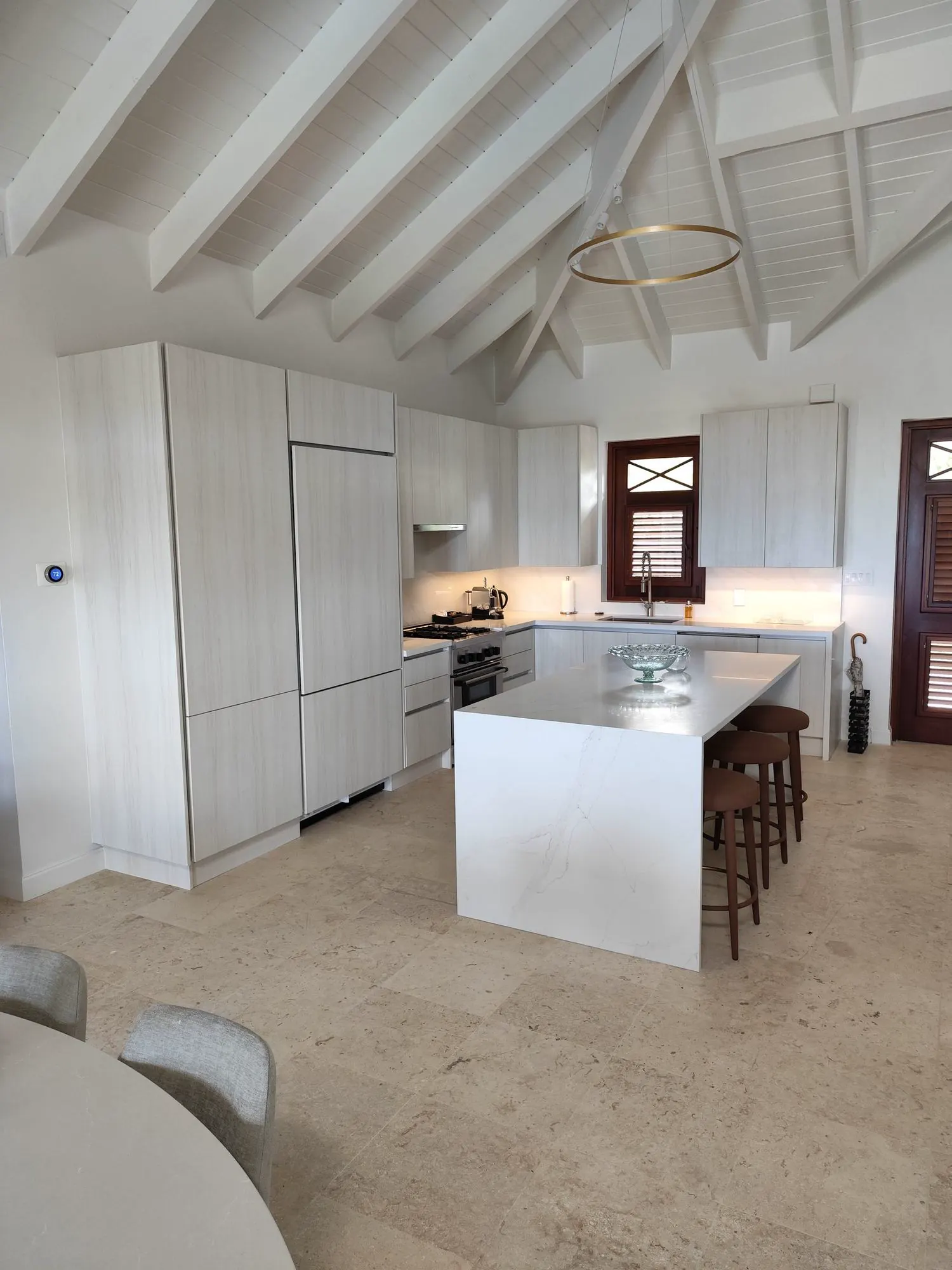 Countertop and cabinet pairing in Nevis kitchen renovation